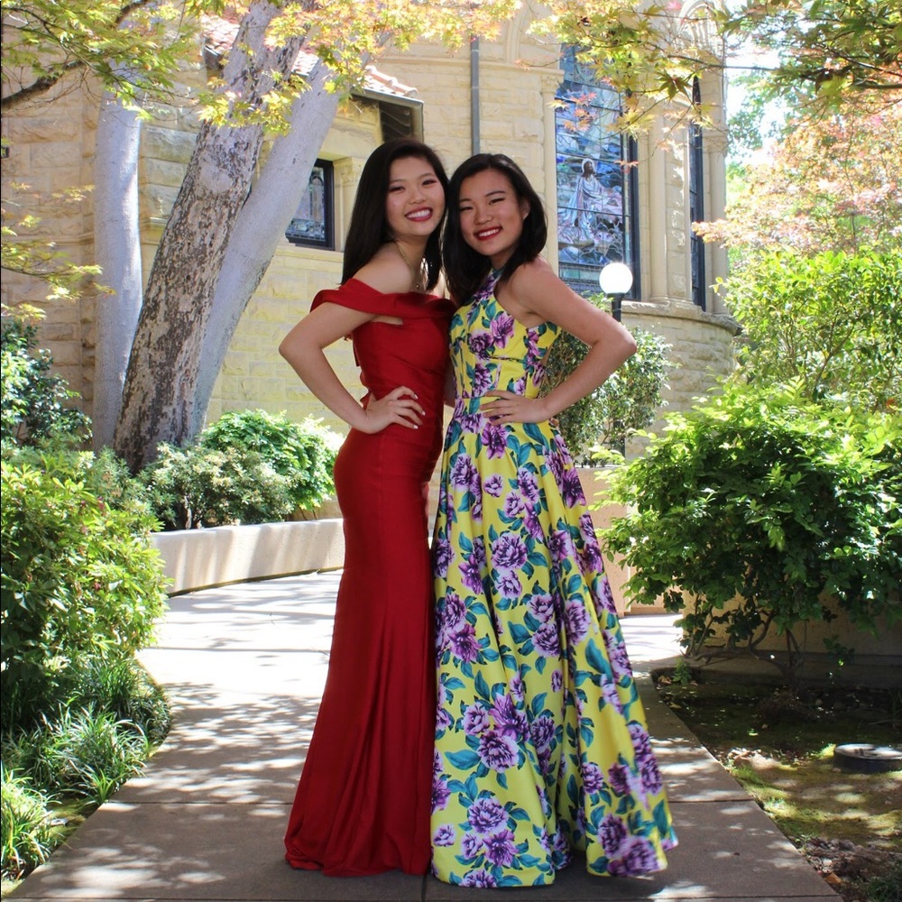 Rachel Allan Yellow Floral Prom Dress Size 0-4